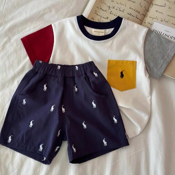 Children's Full Print Shorts Boys' 2025 Summer New Children's Trendy Brand Mid-length Pants Thin Baby's Five-length Pants Women's Pure Cotton