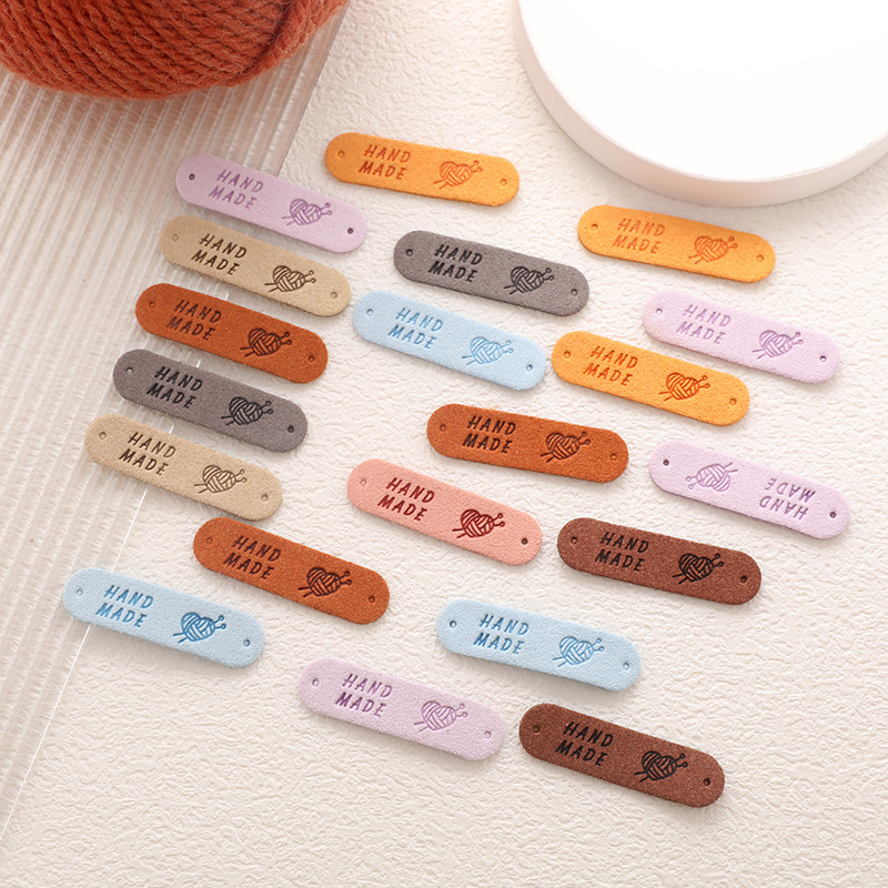 Color label handmade love two holes embossed suede leather label hat handmade bag children's clothing clothing decoration