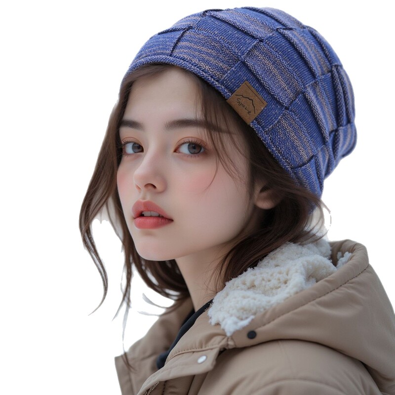 秋冬加绒混色百搭毛线针织帽保暖时尚套头帽欧美冬季女帽跨境|undefined