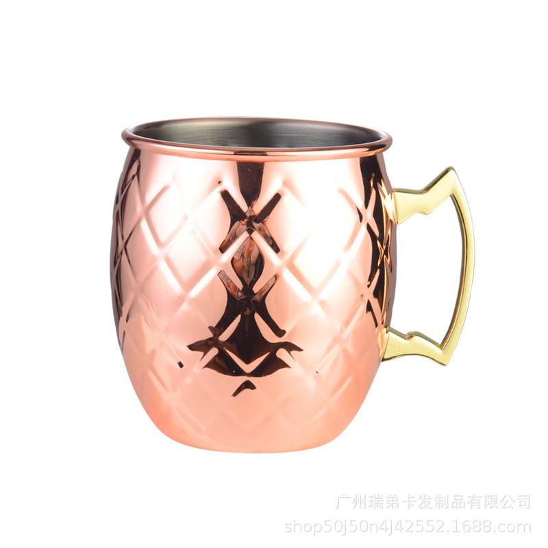 Taza a cuadros oro rosa 530Ml