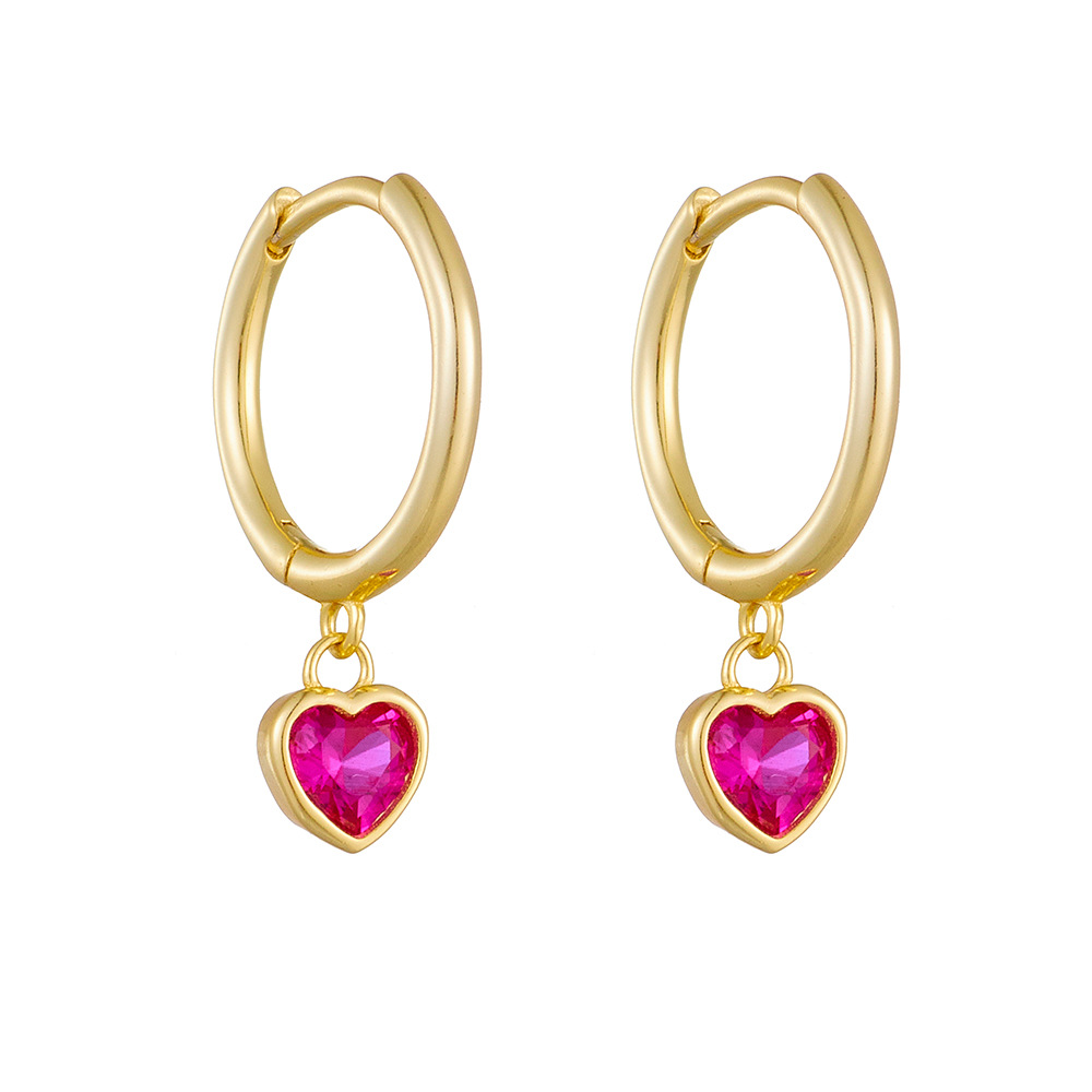 Women's Gender 1 Pair 925 Sterling Silver Zircon Heart Shape Drop Earrings