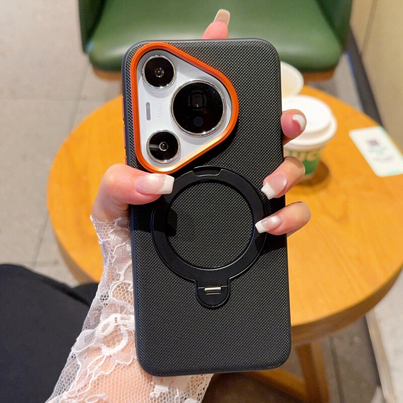 Suitable for Huawei Pura80 Mobile Phone Case Rotating Magnetic Stand P70Ultra Fashionable Men's and Women's Integrated Stand Simple