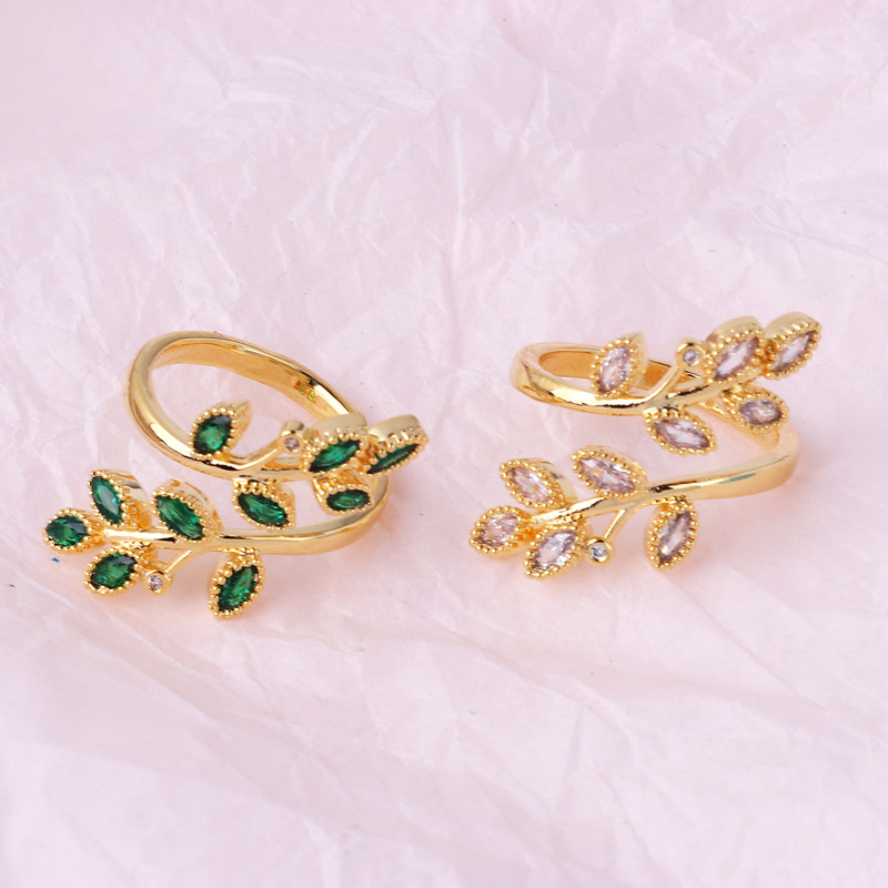 Adjustable Ring Size 1 Piece Quantity Simple Style Shiny Grain Copper Gold Plated Zircon Open Ring In Bulk