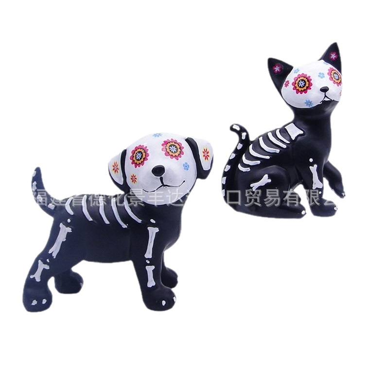 国境を越えたハロウィーン樹脂工芸品鬼節装飾品かわいい大サイズの子猫犬が亡霊節プレゼントを飾っている|undefined