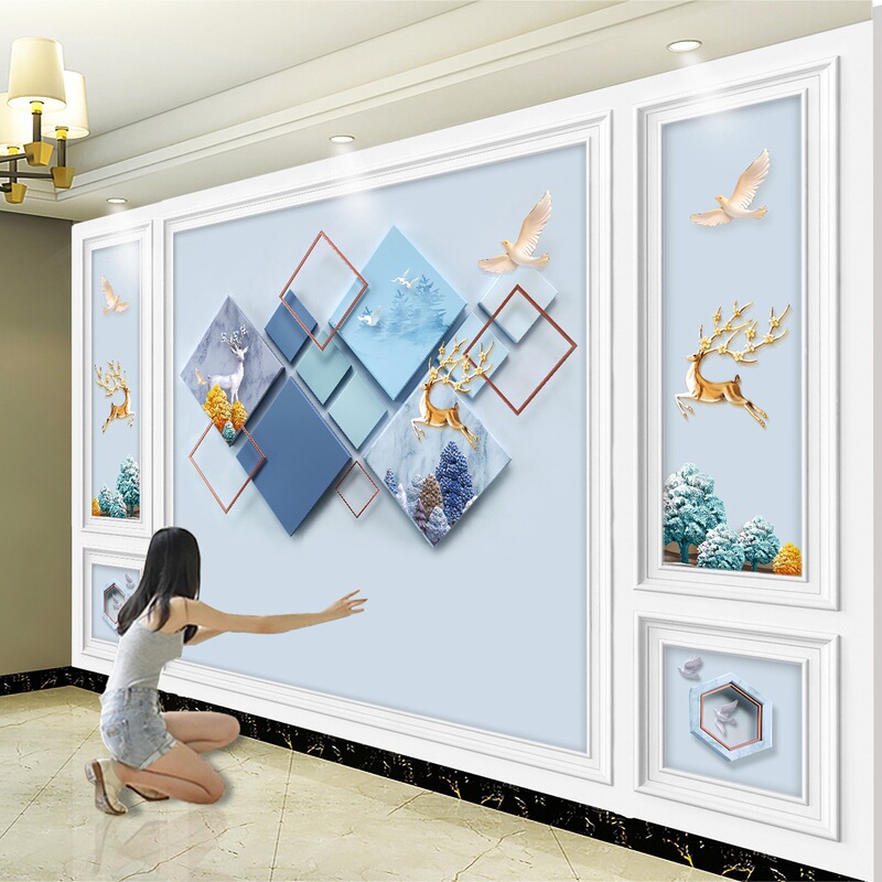 3d北欧电视背景墙布5d网红客厅卧室装饰墙画8d立体现代影视墙壁纸|undefined