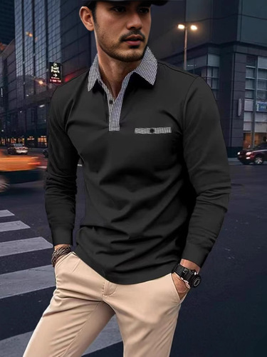 Polo Shirt for Men, Western and Eastern Style, Ins Cross-Border, Autumn Printed, Amazon Long-Sleeve Polo Shirt, Striped Men's Sportswear