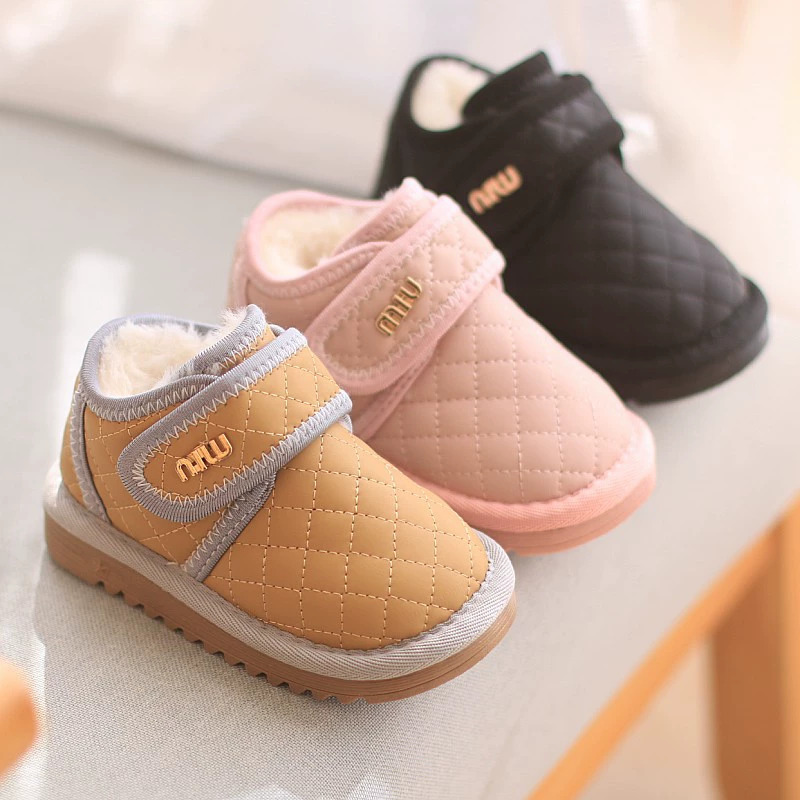 [Цена распродажи риса] Детская бархатная толстая детская ходунка снегоступы водонепроницаемые хлопчатобумажные тапочки теплая обувь
