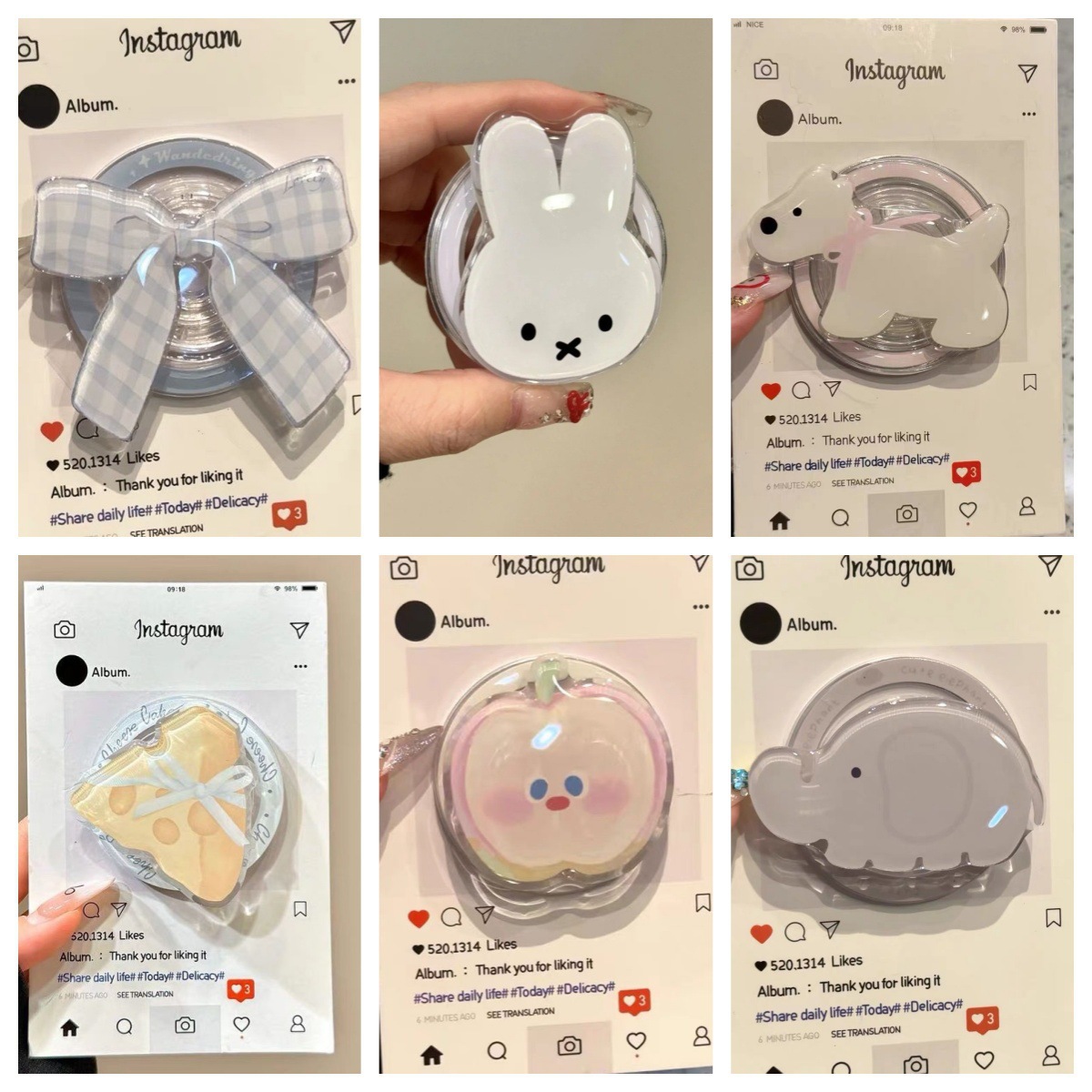 New Japanese and Korean Cute Miffy Rabbit Magsafe Holder Magnetic Air Bag Mobile Phone Holder Foldableable and Retractable