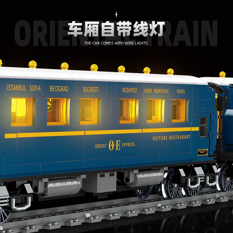 Bloques de Construcción Jie Xing JJ9155, Nuevo Modelo de Tren Retro Oriental Express con Luces y Adornos de Ensamblaje de Partículas Pequeñas image 4