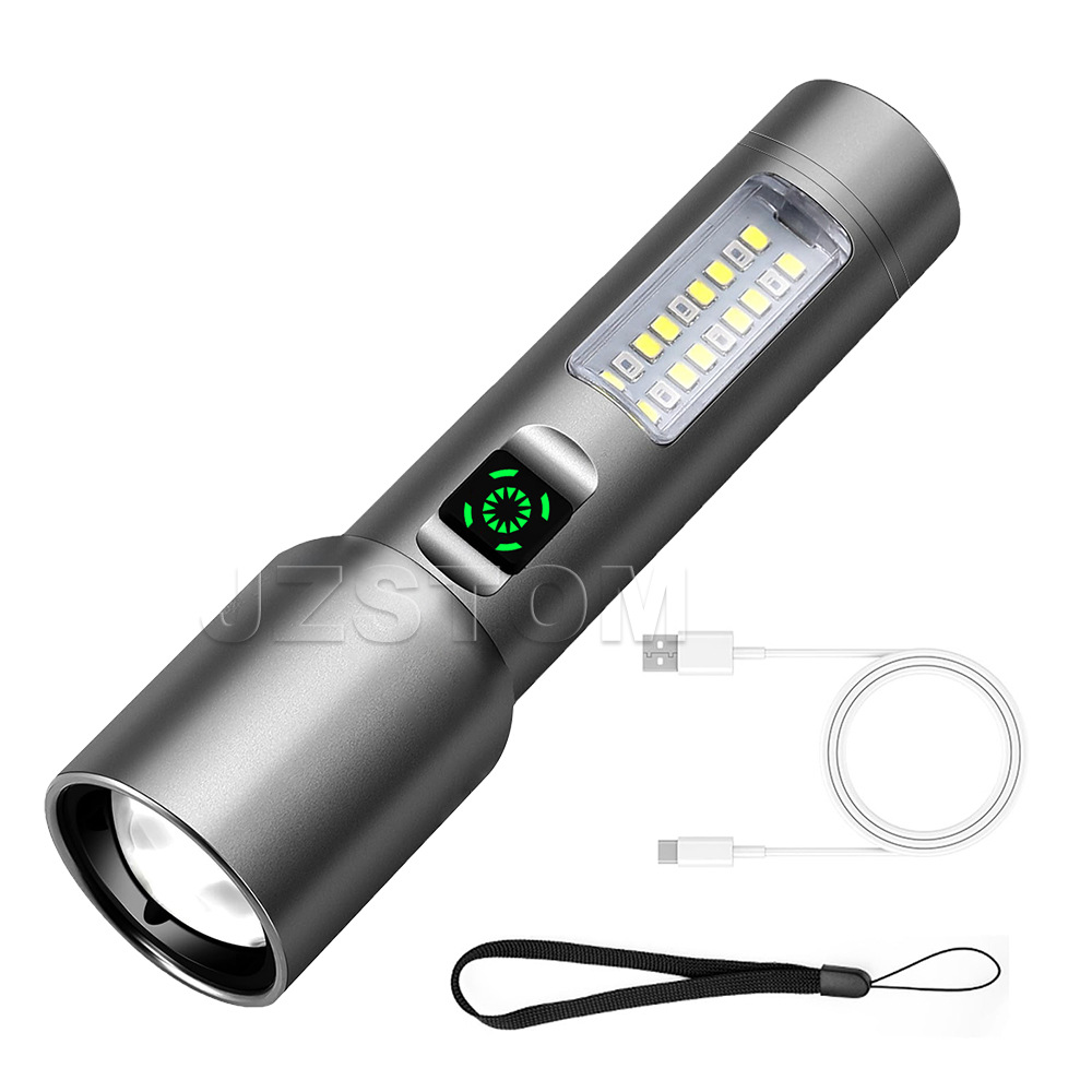 Aluminum Alloy White Laser Flashlight with USB Rechargeable Telescopic Zoom Multifunctional Outdoor Waterproof Lighting Lamp