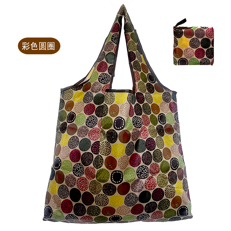 En stock pelo rápido Grande 190T tela de flores bolsa de compras Portátil Bolsa de poliéster bolsa plegable al por mayor bolsa de regalo publicitario