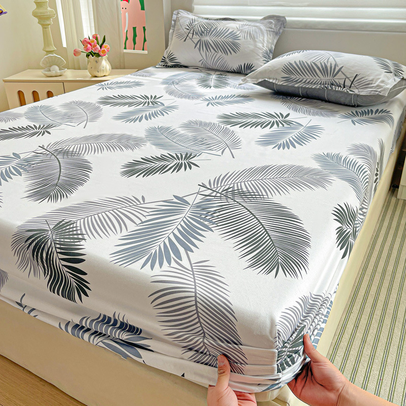 新スタイルのボックスシーツ、小さなフレッシュプリント、シングルピース、シングル/ダブルベッドカバー、防塵保護ベッドカバー、ナチュラルカラーのボックスシーツ