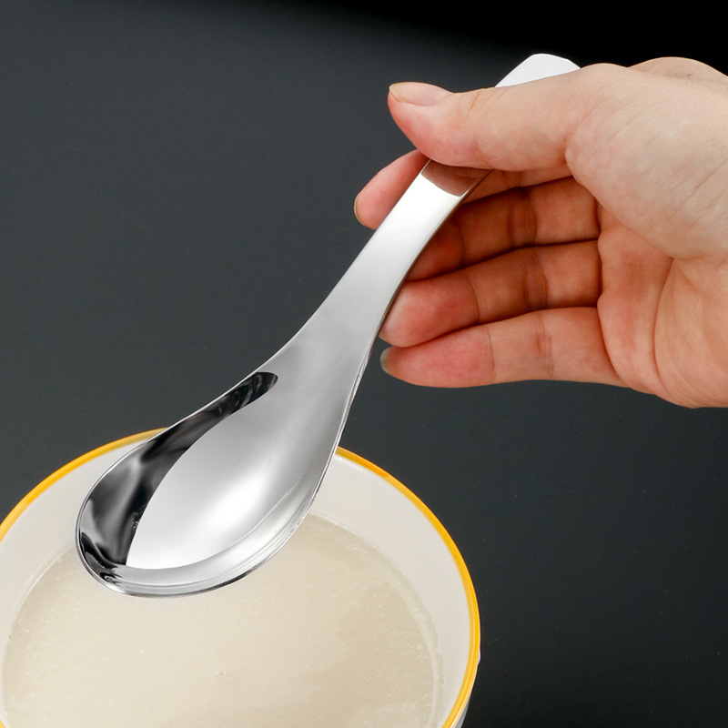 Cuchara de acero inoxidable 304 engrosada Earl Court cuchara hotel cuchara profunda cuchara para niños cuchara de postre de fondo redondo para el hogar