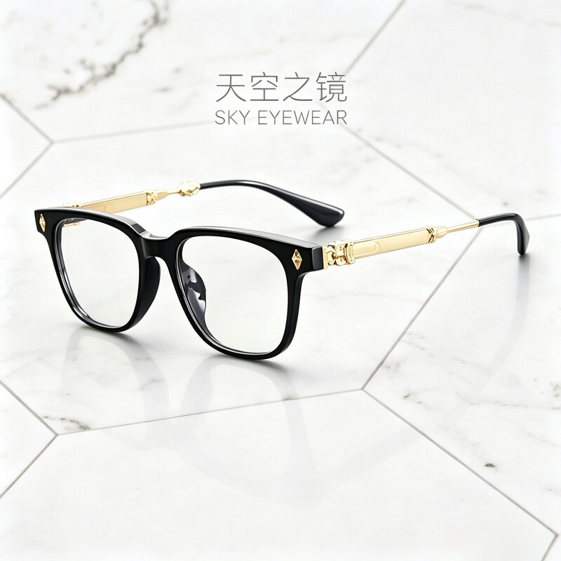 Black-framed carved myopia glasses for women, large frame, slimming, blue light blocking, flat lenses, high-end, suitable for commuting, artistic eyeglass frames for men Black-framed carved myopia glasses for women, large frame, slimming, blue light blocking, flat lenses, high-end, suitable for commuting, artistic eyeglass frames for men