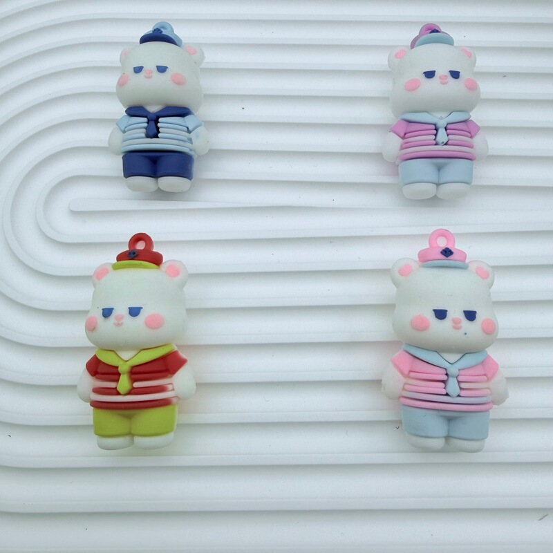 Keychain Accessories Wholesale Cute Navy Uniform Bear 3D Doll Pendant Bag Car Decoration DIY Accessories