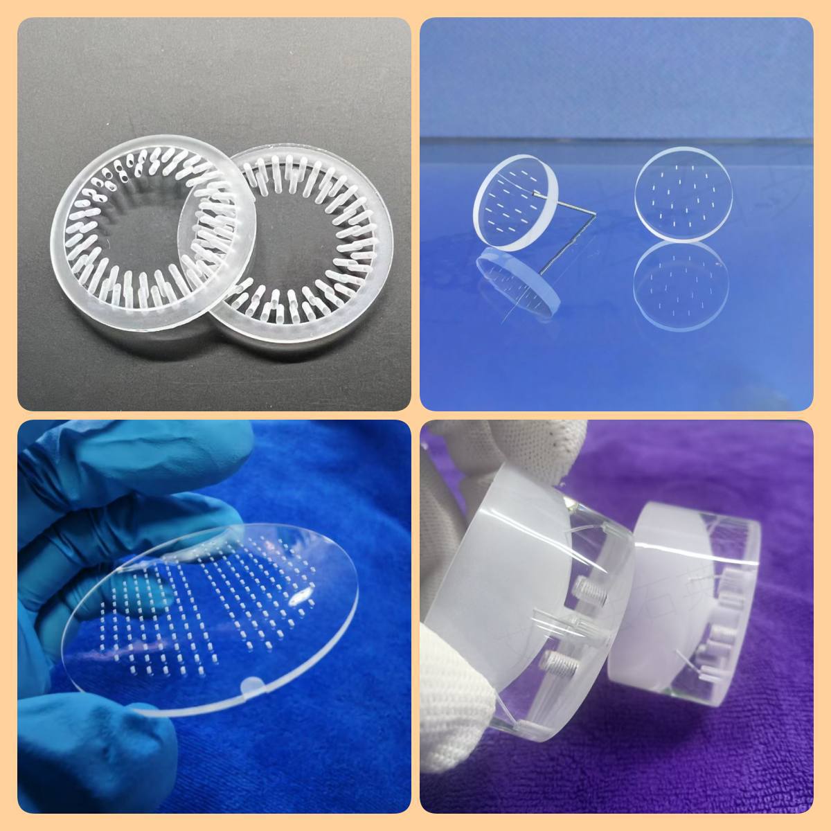 石英玻璃片微孔斜孔深孔精密打孔片高精度半导体航空配件