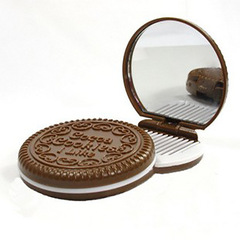 Chocolate Biscuit Mirror Comb Sandwich Cosmetic Mirror Portable Mirror Comb Portable Mirror Comb Supply Wholesale
