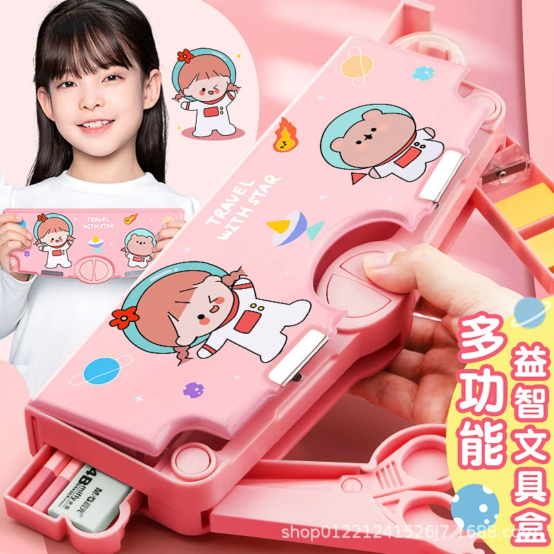Universal high quality pencil case for elementary school students, capacious stationery, storage box, science and technology, wholesale