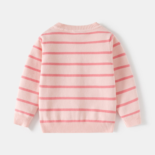 Korean children's clothing, unisex single-layer cotton knit cardigan, new 25th autumn edition, baby striped sweater for girls, girls' top