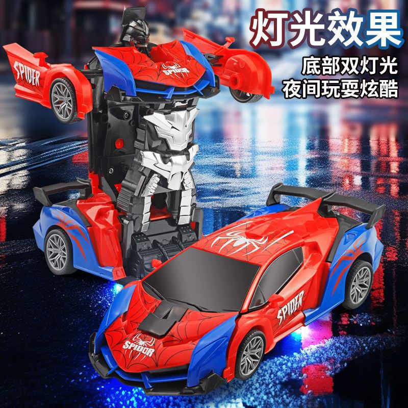 Cross-Border Remote Control Transforming Car 1:18 One-Button Transforming Spider Remote Control Car Electric Kidsren's Toy Car Gift Sports Car