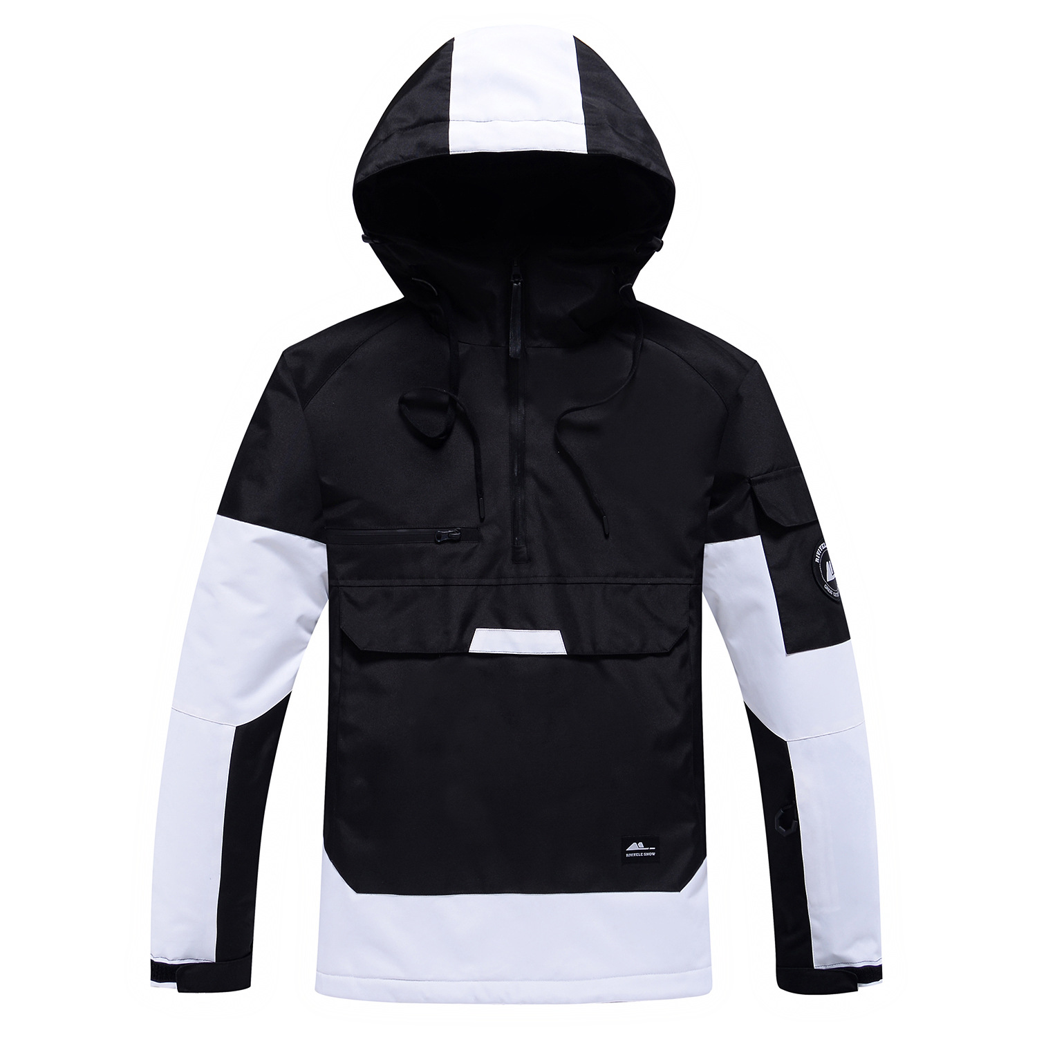 Neie Skianzugsset a Kontrastfaarwen, winddicht a waasserdicht, waarm, atmungsaktiv, Skihoodie, Leggings, Skihosen, Männer a Fraen, een Stéck_voghion.com