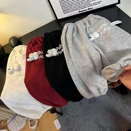 男女童2025春秋季新款可爱时尚小狗口袋卫裤秋冬款洋气超萌休闲裤