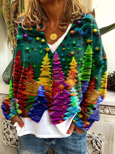 International trade cross-border international trade cross-border  Amazon international trade new Christmas abstract print casual cloak coat