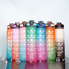 Factory Wholesale Amazon Plastic Cups Simple and Fashion Gradient Water Cup Outdoor Sports Straw Cup with Handle