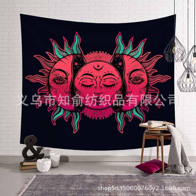 Tapestry solar-powered wall hanging, 95×73–180×230 cm sizes, lightweight decorative cloth with LED lights