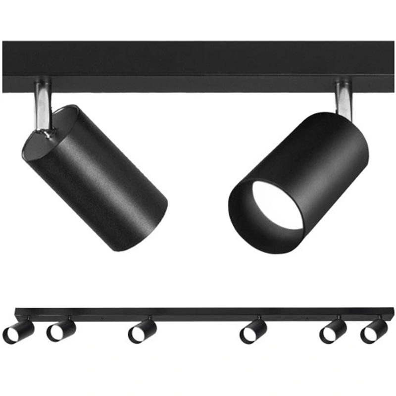 Los focos led de techo de dos extremos, tres cabezas y cuatro cabezas pueden reemplazar la fuente de luz para ajustar el ángulo de la lámpara de pista GU10 de la tienda de ropa