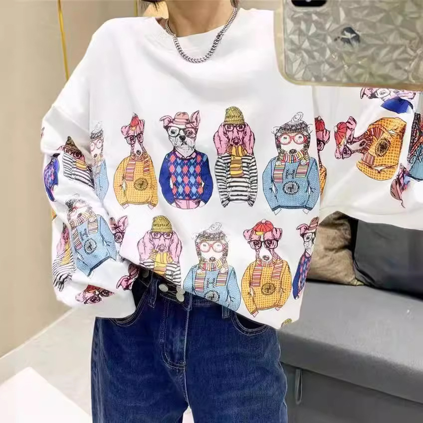 スウェットシャツ｜秋・コットン・長袖・カジュアル・プルオーバー・ラウンドネック・プリント|undefined