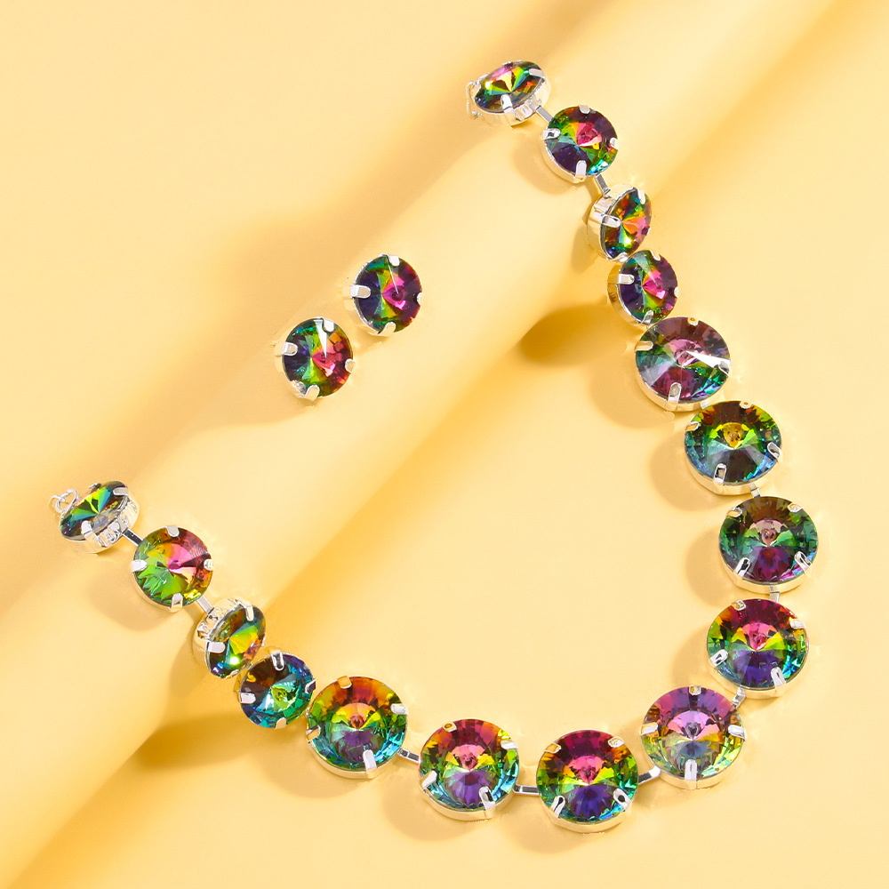 Europa y los Estados Unidos de nuevo conjunto de joyería redonda simple temperamento collar de diamante de moda pernos accesorios Joyería conjunto