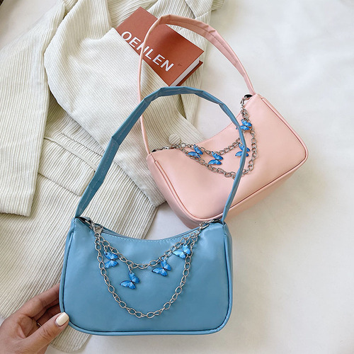 Underarm Small Bag Women's Bag  New Korean Style Butterfly Jewelry Chain Small Bag Casual Fashion Shoulder Handbag