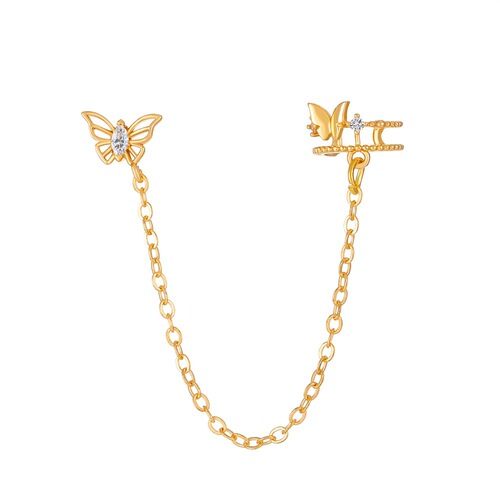 European and American Style Long Earrings Integrated Tassel Chain Ear Clips Korean Style Fairy-like All-match Internet Popular Earrings Wholesale for Women