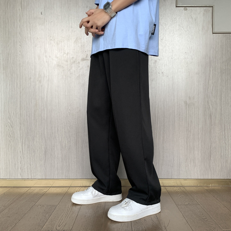 Pantalones de traje pequeño blanco pantalones cortos de hombre Pantalones sueltos de pierna ancha pantalones casuales pantalones de traje recto de otoño e invierno para hombres