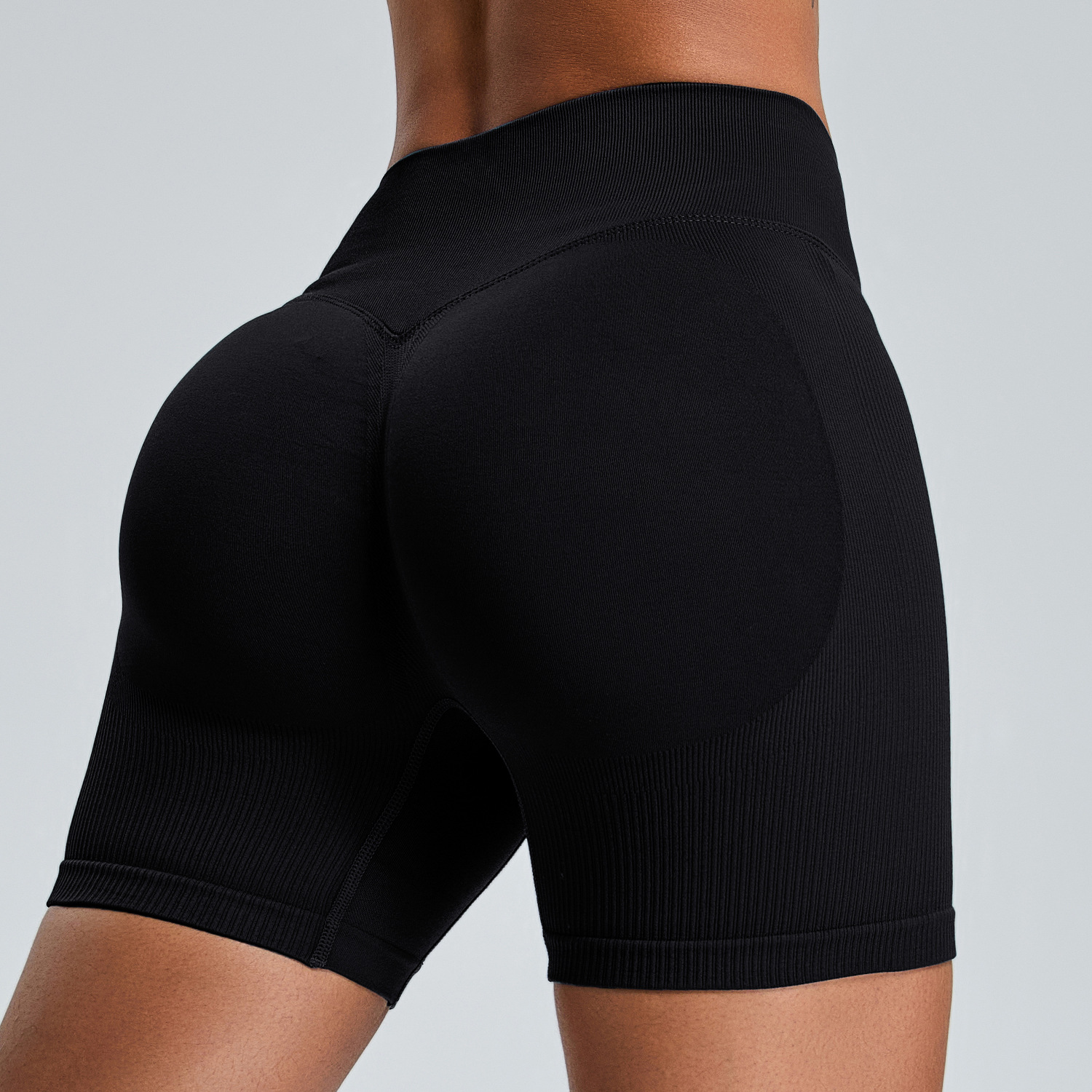 Nuevos pantalones cortos de yoga sin costuras de secado rápido transfronterizos, pantalones cortos deportivos de tres puntos con cintura alta y caderas, pantalones cortos de fitness para correr al aire libre