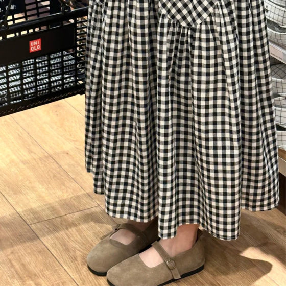 Plaid Skirt Women's 2025 Spring and Summer New High Waist Irregular Skirt Loose Large Swing A- line Skirt