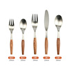 Rosewood knife fork spoon Wooden Spoon Knife Fork 304 stainless steel tableware Loseia light