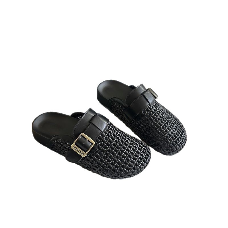 Women's Openwork Woven Breathable Closed Toe Slippers, New Summer 2026 Style, Birken Shoes, Casual Slip On Sandals._voghion.com