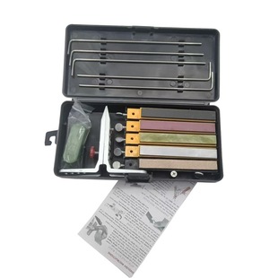 Natural high-mesh grindstone fixed-angle sharpener (800,3000,5000,8000) with leather green polishing