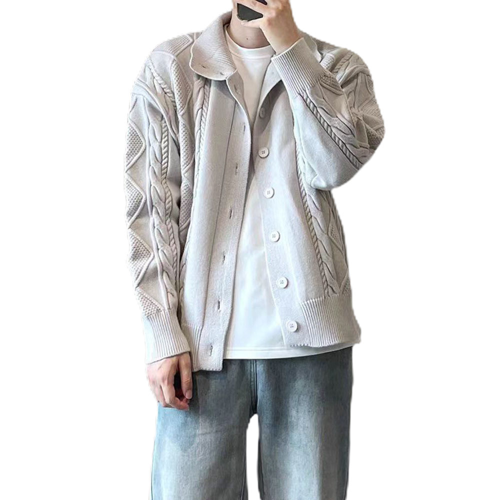 Explosiones transfronterizas de tamaño grande europeo jersey de punto suéter de hombre chaqueta de fijación de ganado chaqueta de invierno fábrica de suéter al por mayor