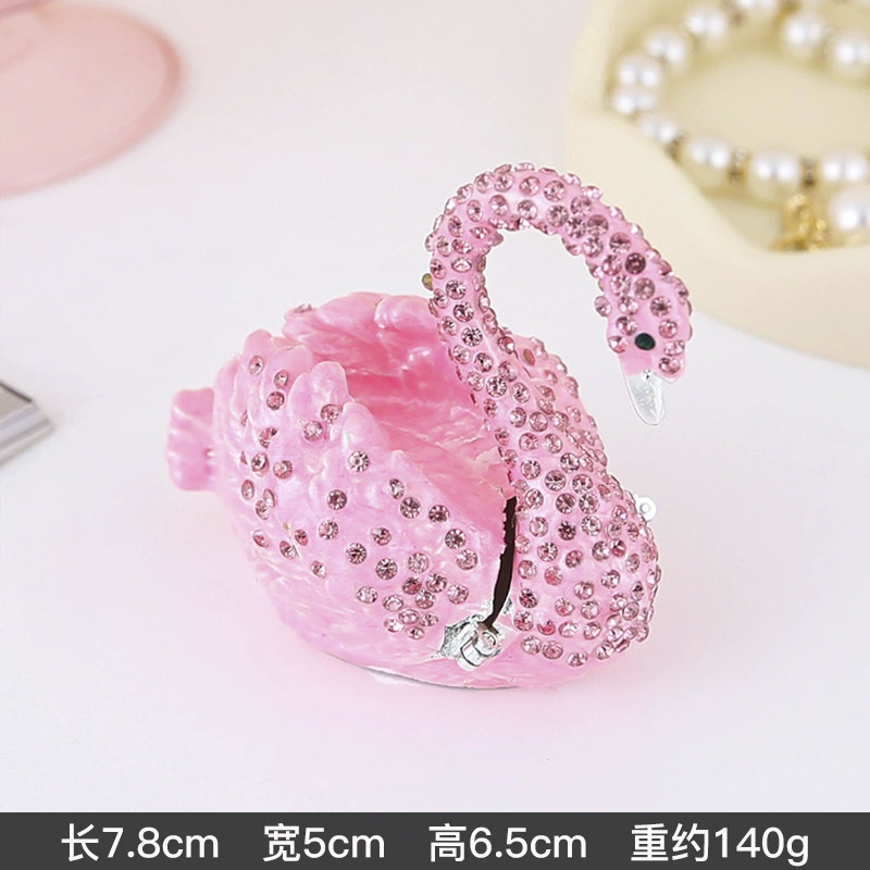 Blue metal swan, storage system, accessory, enamel, box, light luxury style
