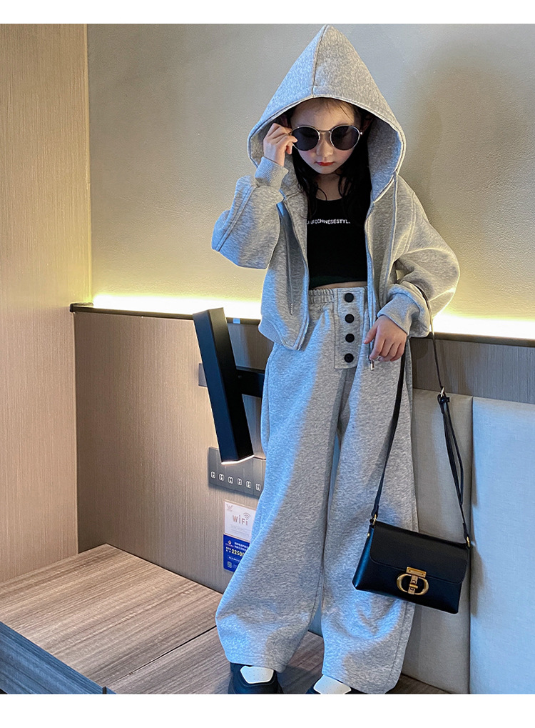 Jenter vår 2024 ny koreansk utgave barnemote hettegenser i to deler med en stor og vestlig stil_voghion.com