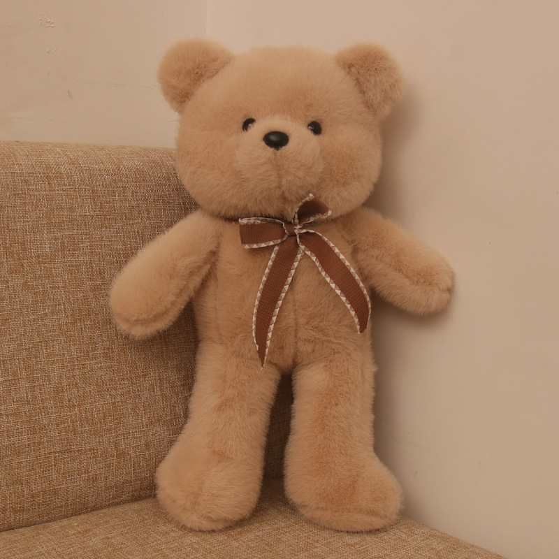 Vestido de visón dorado, pajarita, oso de peluche, muñeco de peluche, muñeca de oso, juguete para niños, regalo para novio y novia