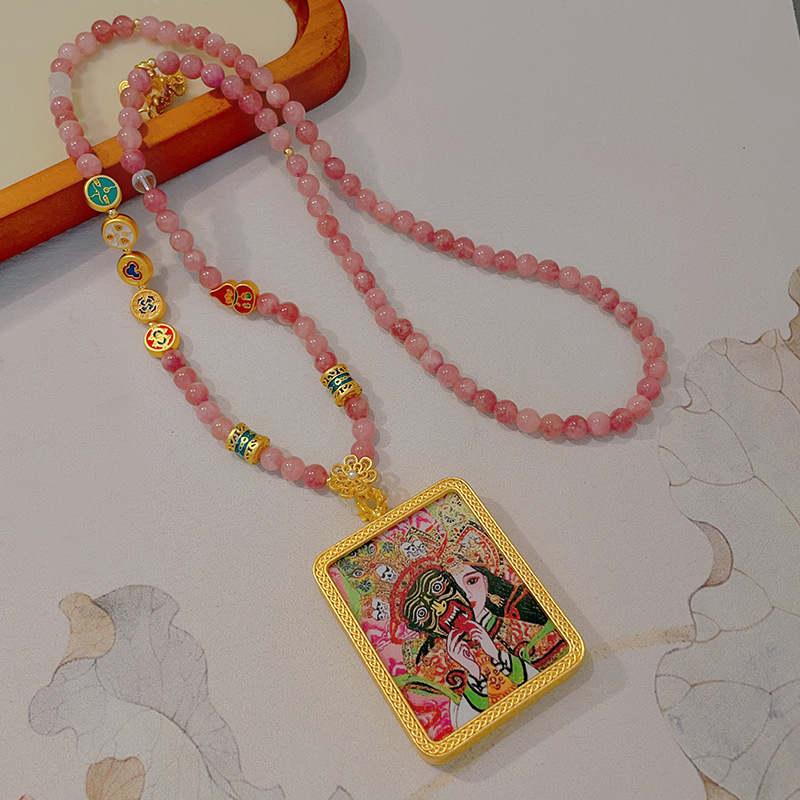 西藏唐卡佛牌项链扎基拉姆前世今生吊坠嘎乌盒万能扣挂链条毛衣链