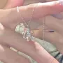渐变小红小众爱心锁骨链
