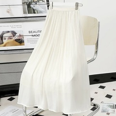 高級光沢感パールストリーマ糸シフォン百シワスカート
