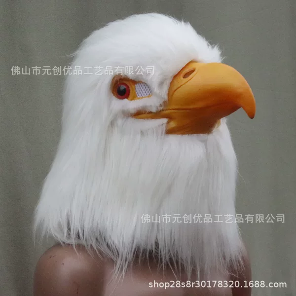 Halloween Mask White-Headed Eagle Animal Headgear Feather Mask Decoration Eagle Headgear Carnival Cos Props