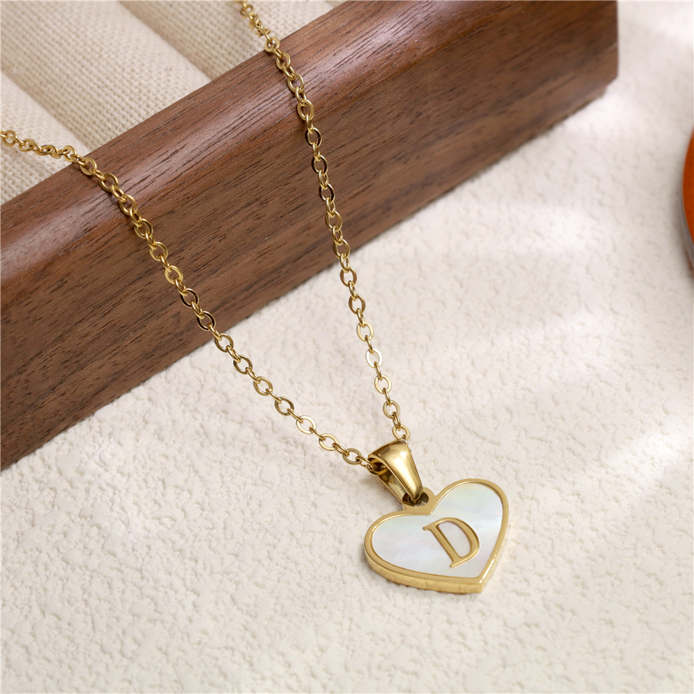 8g Weight 304 Stainless Steel Pendant Material Pendant Necklace Classification 304 Stainless Steel Chain Material cable chain Chain Type 1 Piece Quantity Daily Occasion 304 Stainless Steel Material Letter, Heart Shape Pattern All Seasons Season Women's Gender Polishing Design IG Style Style Wholesale Jewelry IG Style Letter Heart Shape 304 Stainless Steel Polishing Pendant Necklace Cable Chain 14