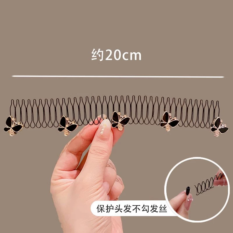 Hair comb clip long decorative comb, anti-breakage styling with pearl & floral accents